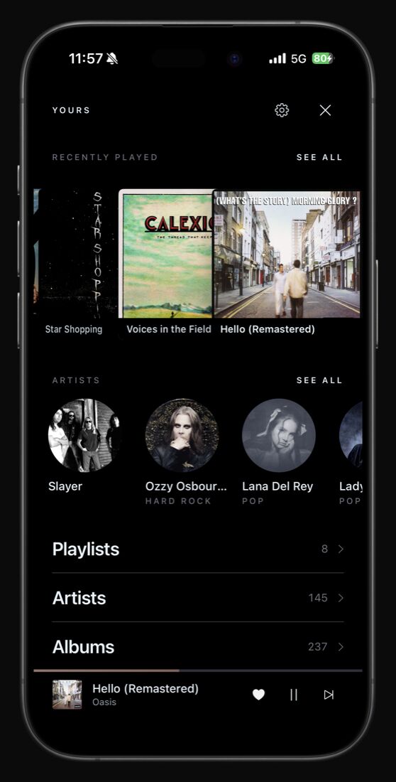 Again Music home screen