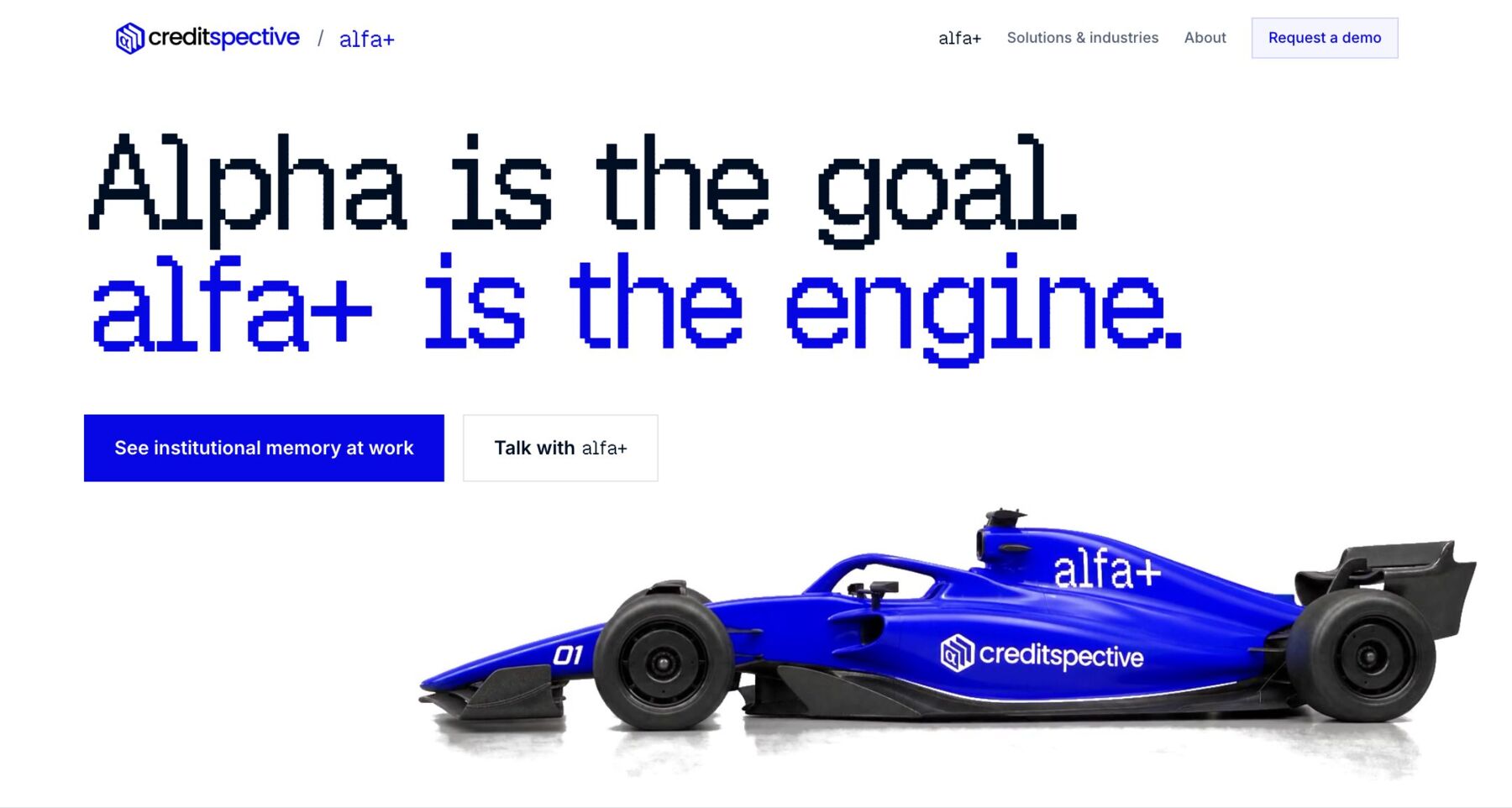 alfa+ · the page hero with the rendered car