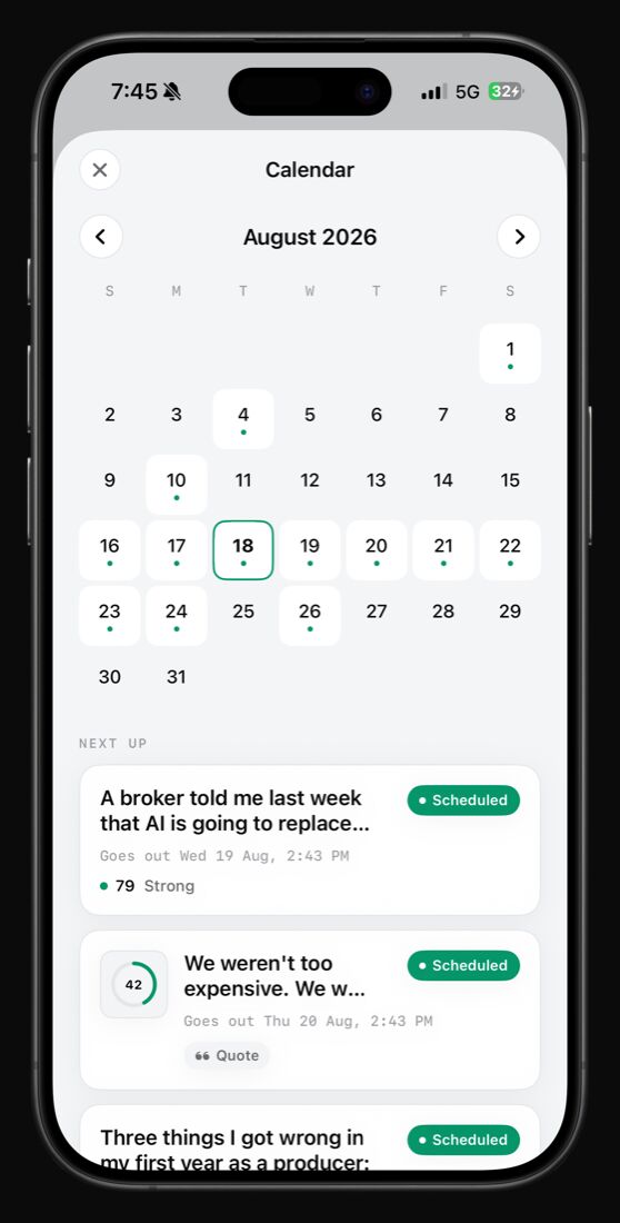 SoManyLemons calendar screen